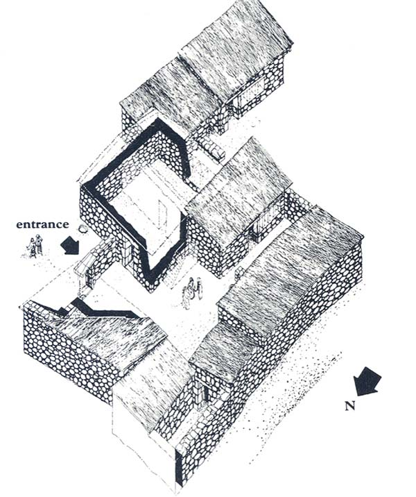 Artist's depiction of the house excavated in what is believed to be Capernaum.